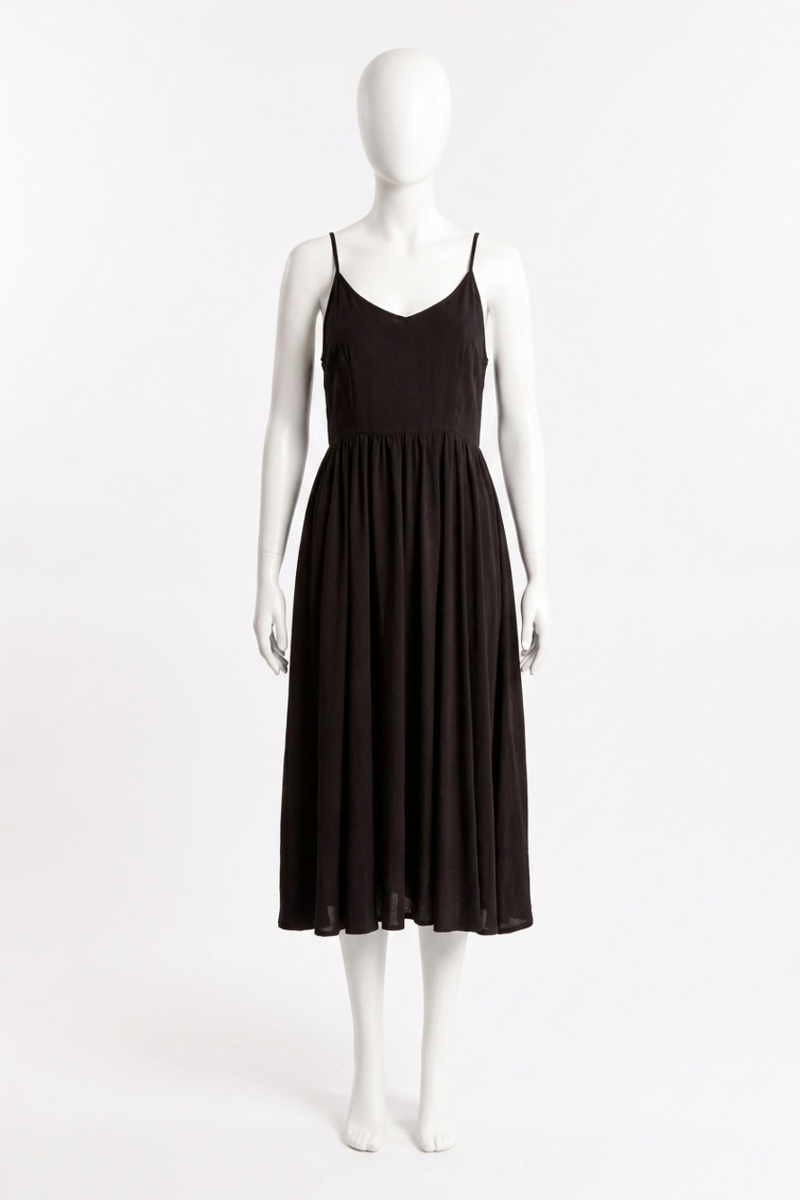 NEW MOLLY BRACKEN woven spaghetti strap dress in black
